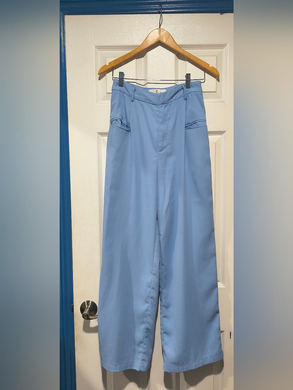 Commense Sky Blue Wide-Leg Trousers